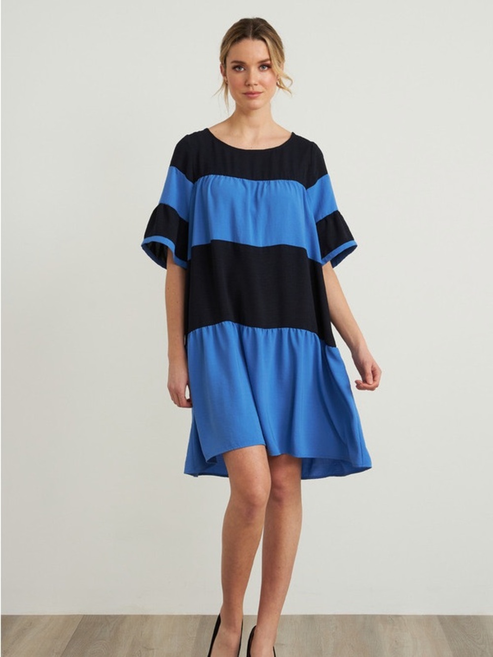 JOSEPH RIBKOFF Knee Length Colour Block Lightweight Tiered casual dress